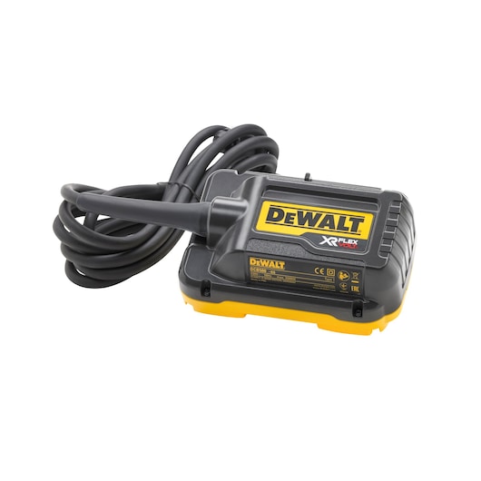 DEWALT DCB500 power adapter with cable, black and yellow, for XR FlexVolt batteries.