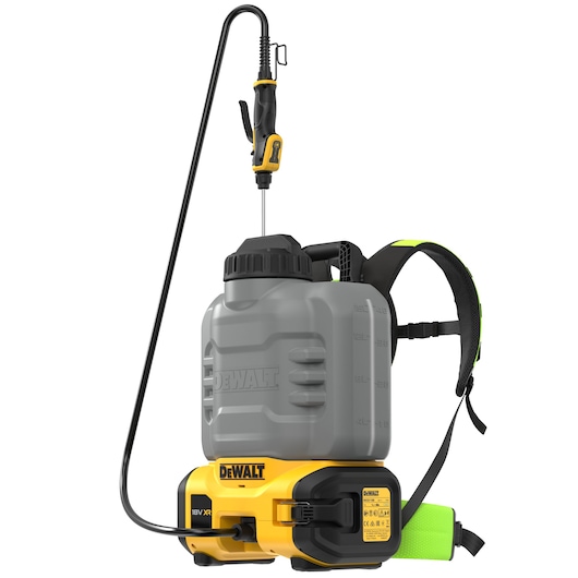 DEWALT backpack sprayer DCCS1100N-XJ, DCCS1100N for photography, shown with nozzle and straps.