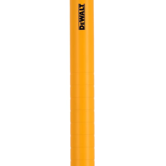 Yellow DEWALT cylindrical object, vertical orientation, with DEWALT logo on upper section, plain background.
