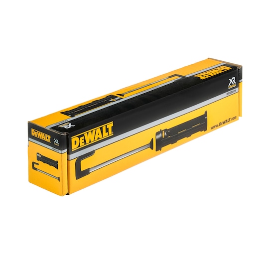 DEWALT DCE5601 product box with tool image, yellow and black design, shown on white background.