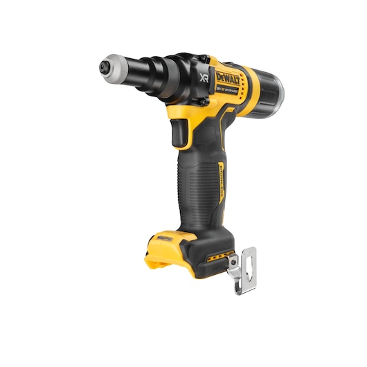 A DEWALT cordless screw gun, model DCF403NT, with a black and yellow ergonomic design and brushless motor, shown without battery.