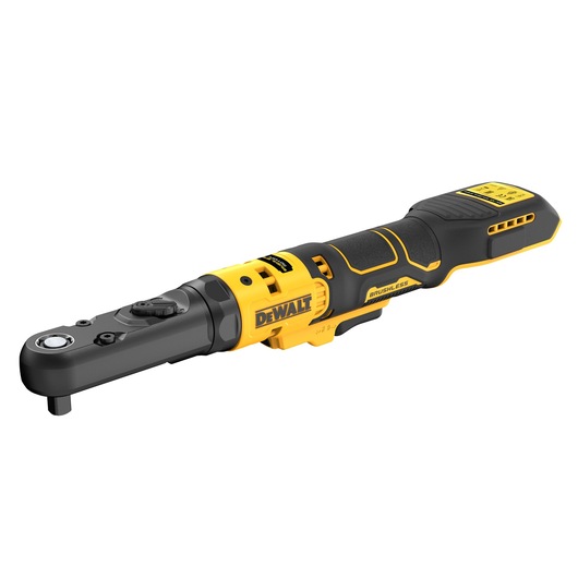 DEWALT cordless ratchet tool, black and yellow, brushless model DCF510N shown on a white background.