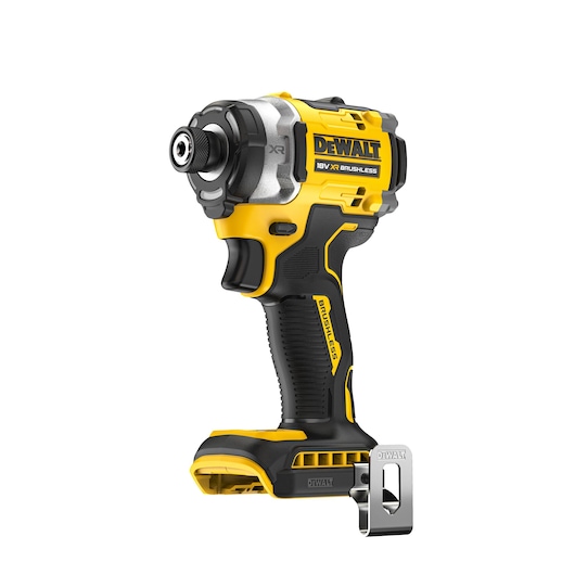 DEWALT DCF860NT 18V XR brushless impact driver in yellow and black, shown without battery.