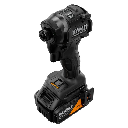 DEWALT Special Edition cordless impact driver with ergonomic grip and 18V battery, shown on white background.