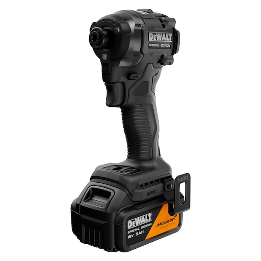 DEWALT DCF86MP1T special edition cordless impact driver with black and orange details on the battery.