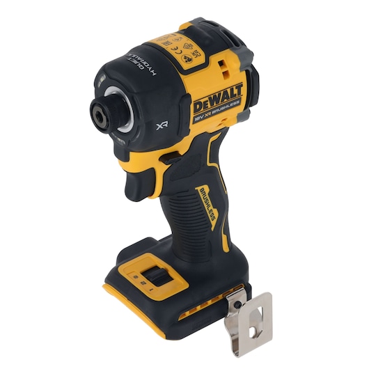DEWALT DCF870N 18V XR Brushless impact driver tool in yellow and black, shown without battery.