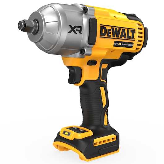 DEWALT cordless impact wrench, yellow and black, model DCF900N, 18V XR brushless, no battery attached.