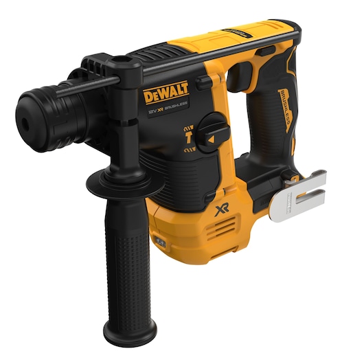 DEWALT rotary hammer tool; SKUs DCH072NT, DCH072N, DCH072N-XJ. Compact, black and yellow, side handle.