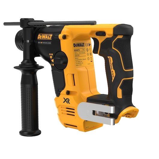 DEWALT tool for photography, SKUs DCH072NT, DCH072N, DCH072N-XJ, yellow and black design, side handle visible.