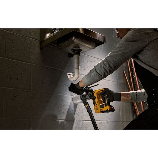 DEWALT DCH072NT, DCH072N, DCH072N-XJ used for work under sink. Photography product category.