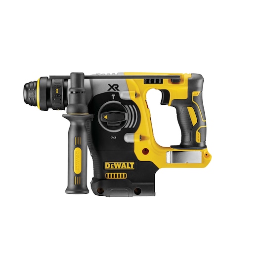DEWALT cordless rotary hammer drill with side handle, yellow and black, model DCH274N.