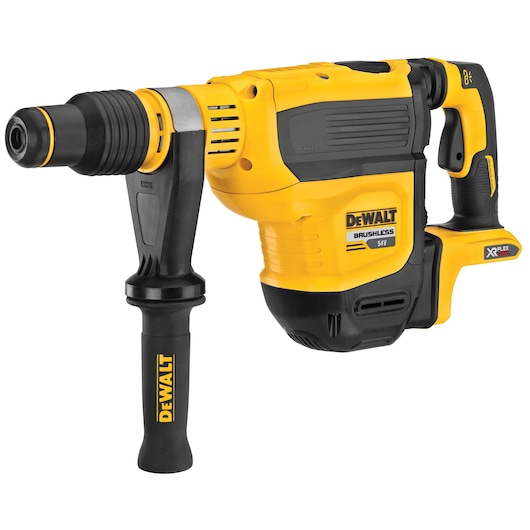 DEWALT 54V cordless rotary hammer drill with side handle, yellow and black, model DCH614N.