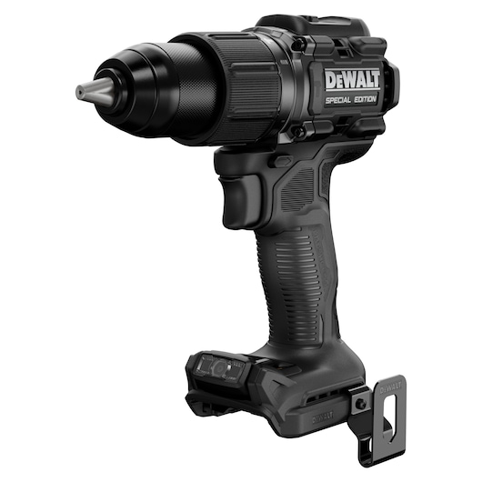 Black DEWALT Special Edition cordless drill with ergonomic grip, shown angled on white background.