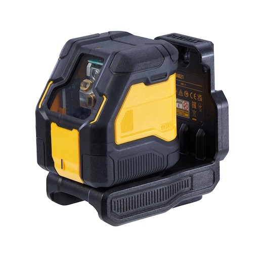 DEWALT DCLE34021 laser level device with yellow and black casing, used for precise alignment in photography projects.