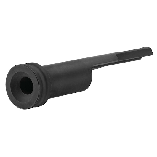 Black DEWALT DCN8904 tool attachment with cylindrical body and flat extension, shown on white background.