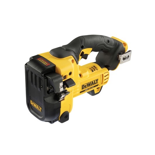 DEWALT DCS350NT yellow cordless tool for precise cutting, shown on a white background.