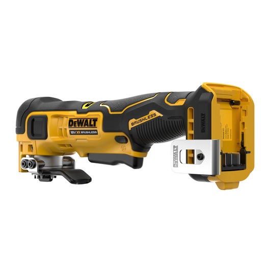 DEWALT 18V XR brushless cordless multi-tool, yellow and black, shown without battery.