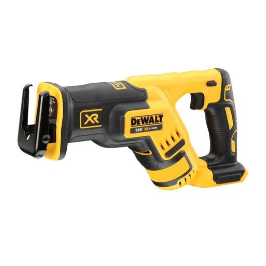 DEWALT 18V XR cordless reciprocating saw with ergonomic grip and black-yellow design.