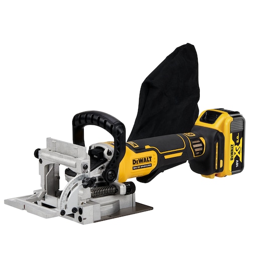DEWALT biscuit joiner, Photography category, SKUs DCW682P2-QW, DCW682P2. Yellow black cordless tool.