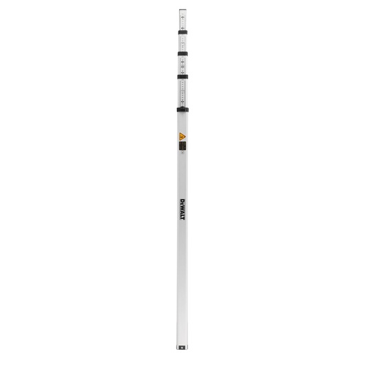 Telescopic measuring rod with DEWALT logo, used for leveling or surveying tasks.