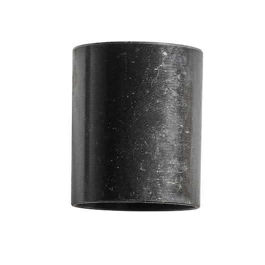 A black cylindrical metal tube adapter displayed against a white background.