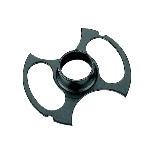 Black metal photography accessory with a circular center and two curved outer handles.