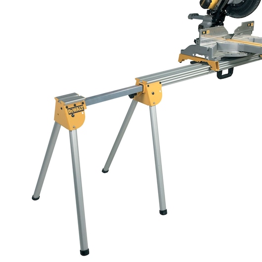 DEWALT DE7031 aluminum extension bar support for miter saw stands with folding legs.