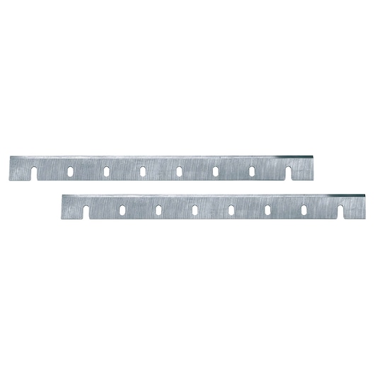 Two metal guide rails with slots and notches, shown side by side on a white background.