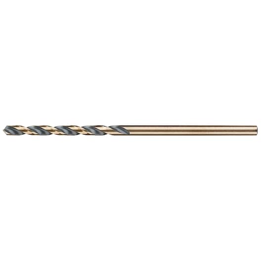 A single metal drill bit with a gold and black finish, shown on a white background.