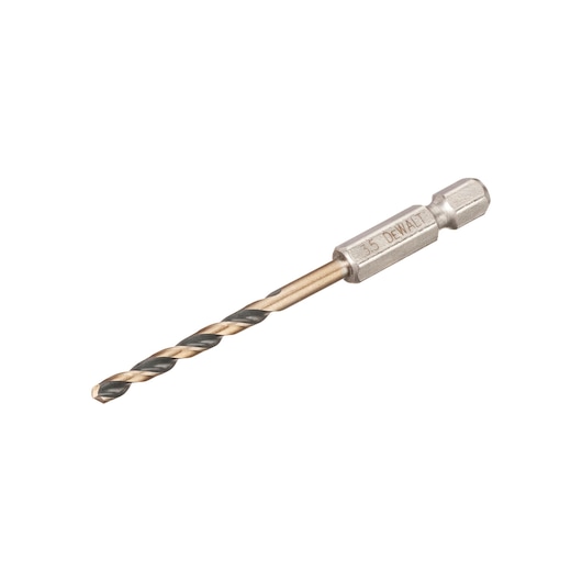 A DEWALT titanium drill bit with hex shank, shown against a white background.