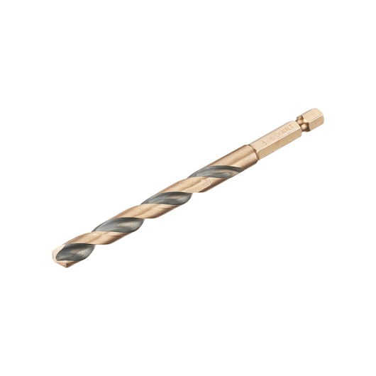 A single metallic drill bit with a hex shank, shown against a white background.