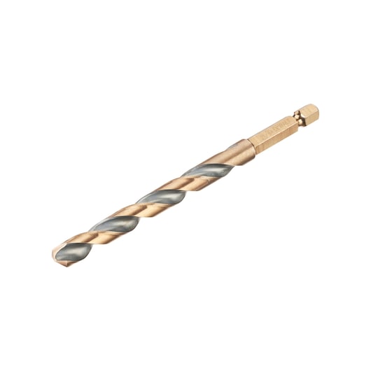 A single DEWALT metal drill bit with a hex shank, shown against a white background.