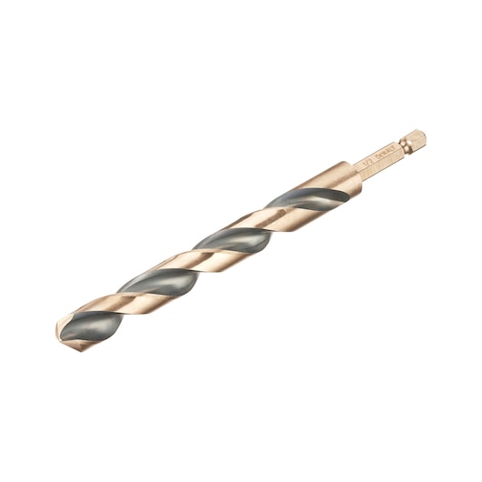 A DEWALT metal drill bit with a hex shank, shown against a white background.