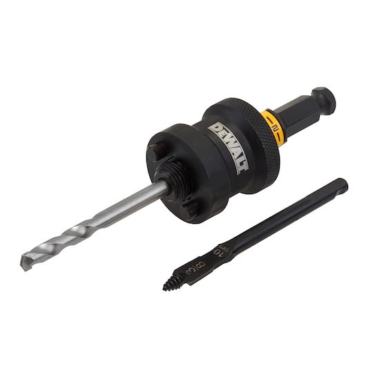 DEWALT DT20631 drill bit and accessory set for creating holes and threading, shown against a white background.