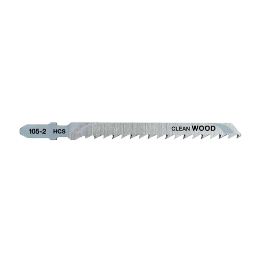 A DEWALT DT2164 metal jigsaw blade for clean wood cutting, with sharp teeth and silver finish.