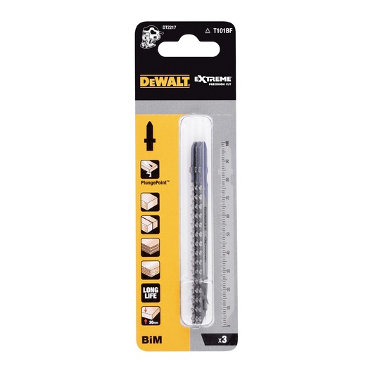 DEWALT DT2217 photography category, pack of 3 precision jigsaw blades for cutting wood and laminate.