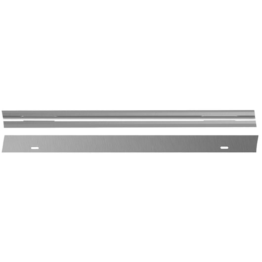 Two straight metal planer blades for DEWALT, shown against a white background.