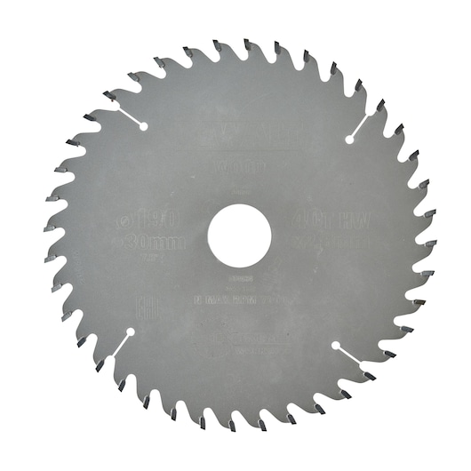 DEWALT DT4064 circular saw blade with sharp teeth for wood cutting, shown against a white background.