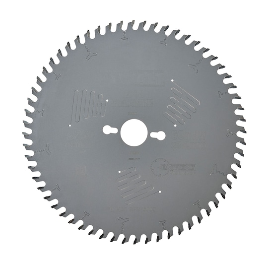 DEWALT DT4217 circular saw blade with multiple teeth, used for wood cutting. Grey color, central hole.