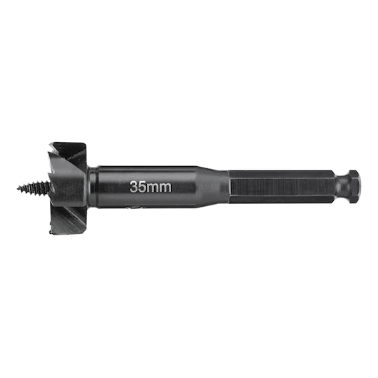 DEWALT DT4578 35mm drill bit with screw tip for woodworking, shown against a white background.