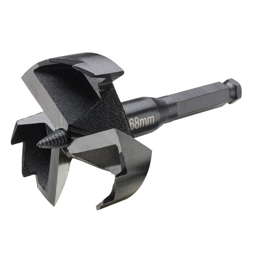 DEWALT DT4586 wood drill bit with serrated edges and screw tip, shown in close-up view.