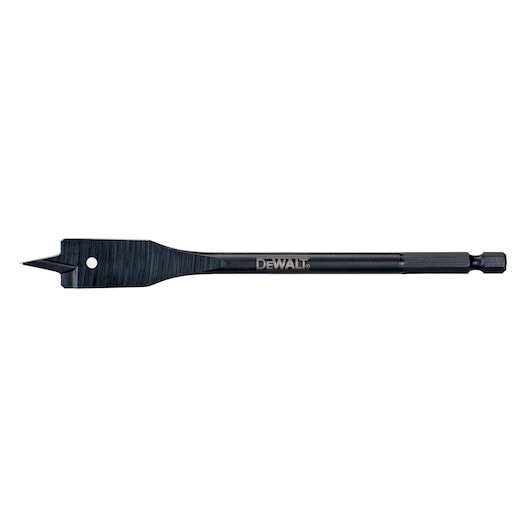 DEWALT flat wood drill bit with hex shank, used for drilling holes in wood.