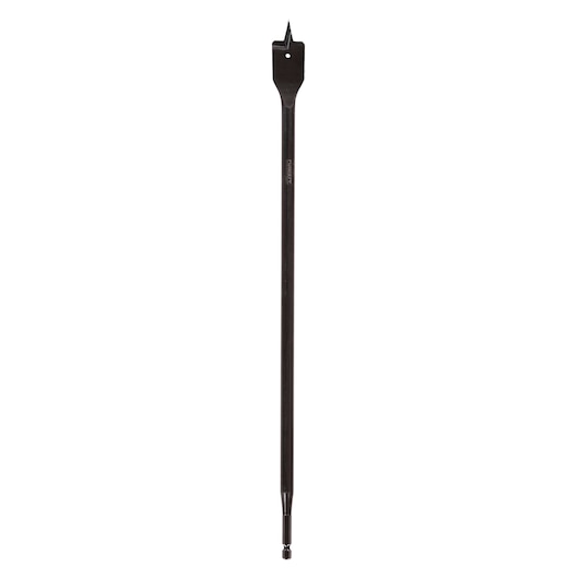 DEWALT flat wood spade drill bit with long shaft for drilling large holes.