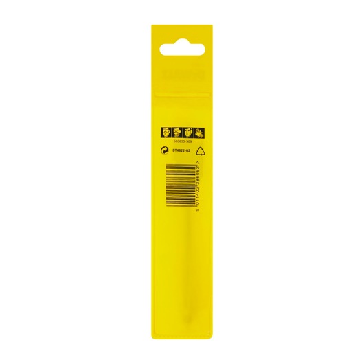 Back view of DEWALT DT4822 yellow packaging with barcode and safety icons displayed.