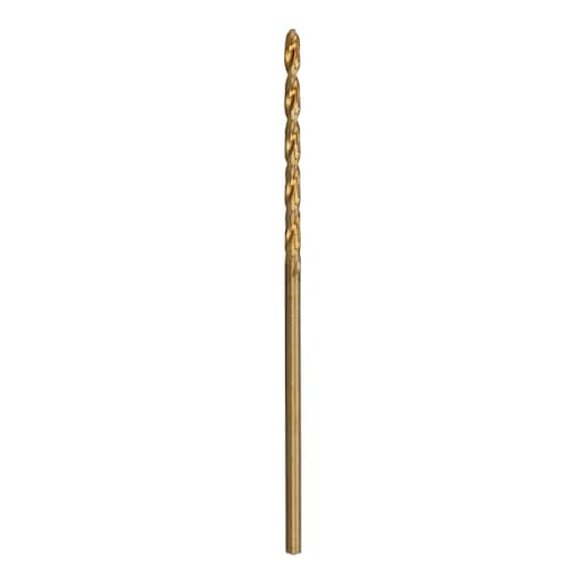 Gold-colored DEWALT DT4902 metal drill bit with spiral flutes, shown upright on a white background.