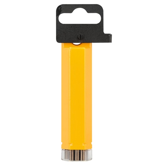 Yellow DEWALT DT4925 accessory with metal tip and black top, used for photography equipment.
