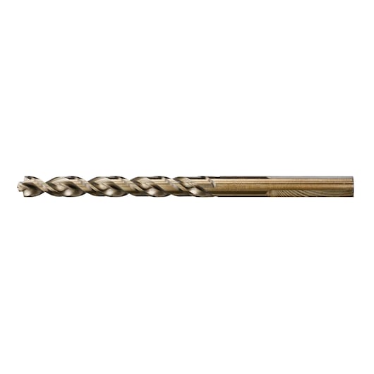 A close-up image of a metallic twist drill bit on a white background.