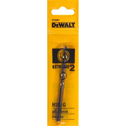 DEWALT DT5067 Extreme 2 drill bit in yellow packaging, HSS-G, 6.8mm, for precise metal drilling.