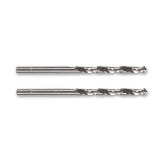 Two metal drill bits with spiral grooves shown side by side on a white background.