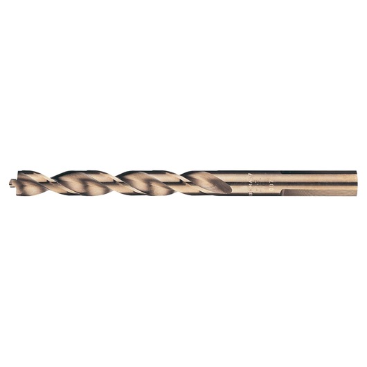 A single metallic twist drill bit for precision drilling, shown horizontally against a white background.